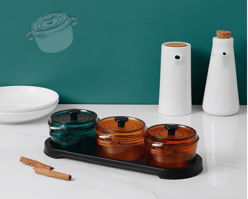 Set of 3 Decorative Condiment Container.